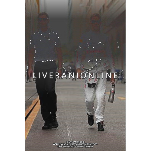 Jenson Button (GBR) McLaren with Mike Collier (GBR) Personal Trainer. 22.05.2014. Formula 1 World Championship, Rd 6, Monaco Grand Prix, Monte Carlo, Monaco, Practice Day. - www.xpbimages.com, EMail: requests@xpbimages.com - copy of publication required for printed pictures. Every used picture is fee-liable. © Copyright: Photo4 / XPB Images AG ALDO LIVERANI SAS ONLY ITALY