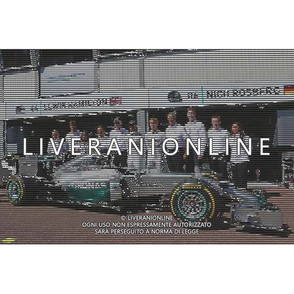 Lewis Hamilton (GBR) Mercedes AMG F1 and team mate Nico Rosberg (GER) Mercedes AMG F1 with Dr. Dieter Zetsche (GER) Daimler AG CEO and Toto Wolff (GER) Mercedes AMG F1 Shareholder and Executive Director as Petronas extend their title sponsorship with the Mercedes AMG F1 Team. 24.05.2014. Formula 1 World Championship, Rd 6, Monaco Grand Prix, Monte Carlo, Monaco, Qualifying Day - www.xpbimages.com, EMail: requests@xpbimages.com - copy of publication required for printed pictures. Every used picture is fee-liable. © Copyright: Batchelor / XPB Images AG ALDO LIVERANI SAS ONLY ITALY