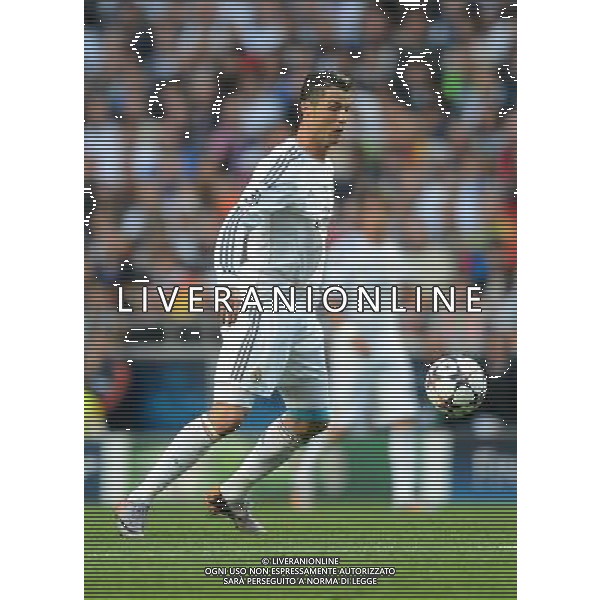 Real Madrid\'s Cristiano Ronaldo in action during todays match Photographer Ian Cook/CameraSport Football - UEFA Champions League Final 2014 - Real Madrid v Atletico Madrid - Saturday 24th May 2014 - Stadium of Light - Lisbon - Portugal © CameraSport - 43 Linden Ave. Countesthorpe. Leicester. England. LE8 5PG - Tel: +44 (0) 116 277 4147 - admin@camerasport.com - www.camerasport.com /AGENZIA ALDO LIVERANI SAS - ITALY ONLY - Real Madrid - Atletico Madrid UEFA Champions League 2013/2014 Finale Lisbona (Portogallo) - 24.05.2014
