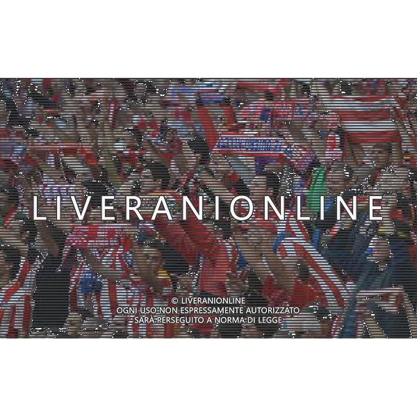 Atletico Madrid fans in action during todays match Photographer Ian Cook/CameraSport Football - UEFA Champions League Final 2014 - Real Madrid v Atletico Madrid - Saturday 24th May 2014 - Stadium of Light - Lisbon - Portugal © CameraSport - 43 Linden Ave. Countesthorpe. Leicester. England. LE8 5PG - Tel: +44 (0) 116 277 4147 - admin@camerasport.com - www.camerasport.com /AGENZIA ALDO LIVERANI SAS - ITALY ONLY - Real Madrid - Atletico Madrid UEFA Champions League 2013/2014 Finale Lisbona (Portogallo) - 24.05.2014