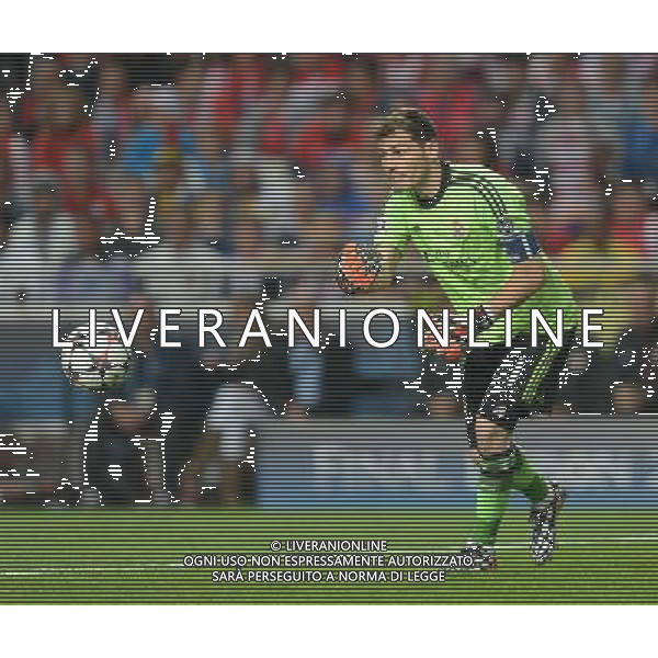 Real Madrid\'s Iker Casillas in action during todays match Photographer Ian Cook/CameraSport Football - UEFA Champions League Final 2014 - Real Madrid v Atletico Madrid - Saturday 24th May 2014 - Stadium of Light - Lisbon - Portugal © CameraSport - 43 Linden Ave. Countesthorpe. Leicester. England. LE8 5PG - Tel: +44 (0) 116 277 4147 - admin@camerasport.com - www.camerasport.com /AGENZIA ALDO LIVERANI SAS - ITALY ONLY - Real Madrid - Atletico Madrid UEFA Champions League 2013/2014 Finale Lisbona (Portogallo) - 24.05.2014