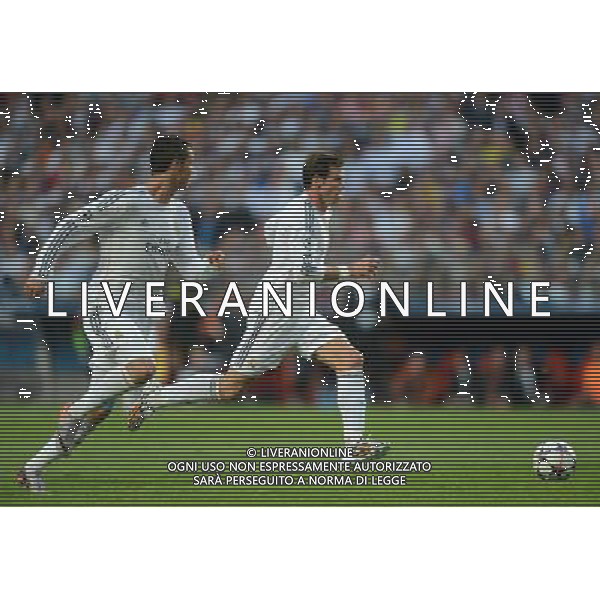 Real Madrid\'s Gareth Bale in action during todays match Photographer Ian Cook/CameraSport Football - UEFA Champions League Final 2014 - Real Madrid v Atletico Madrid - Saturday 24th May 2014 - Stadium of Light - Lisbon - Portugal © CameraSport - 43 Linden Ave. Countesthorpe. Leicester. England. LE8 5PG - Tel: +44 (0) 116 277 4147 - admin@camerasport.com - www.camerasport.com /AGENZIA ALDO LIVERANI SAS - ITALY ONLY - Real Madrid - Atletico Madrid UEFA Champions League 2013/2014 Finale Lisbona (Portogallo) - 24.05.2014