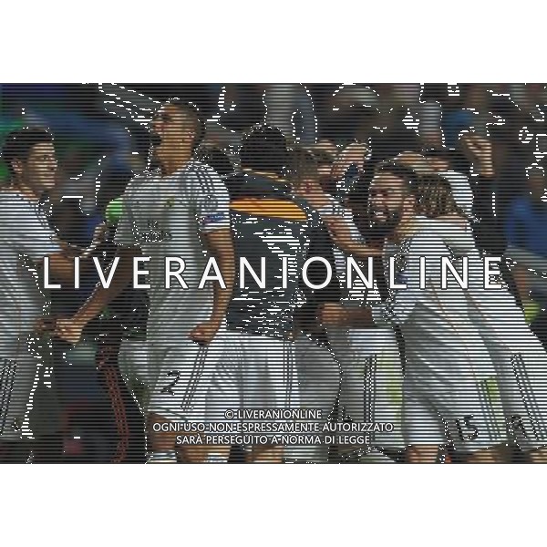 UEFA Champions League 2013/2014 Finale Lisbona (Portogallo) - 24.05.2014 Real Madrid-Atletico Madrid Nella Foto:La squadra del Real Madrid esulta /Ph.Vitez-Ag. Aldo Liverani