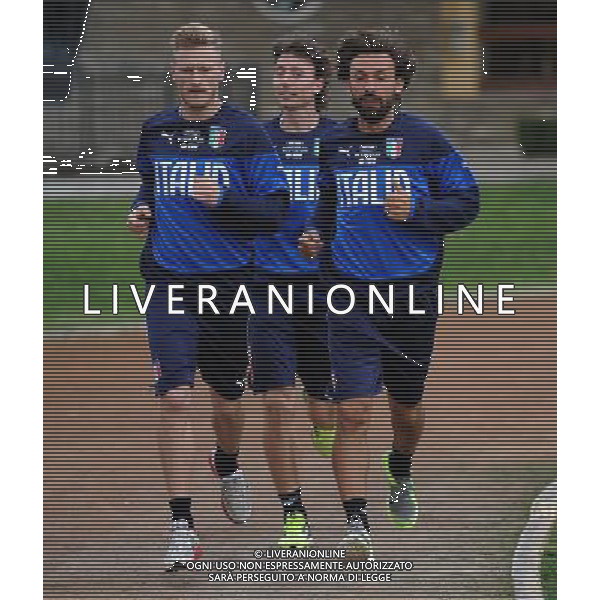 Raduno Nazionale Italiana in vista dei Mondiali di Calcio FIFA 2014 in Brasile Firenze - 27.05.2014 Allenamento Nella Foto:pirlo abate montolivo /Ph.Vitez-Ag. Aldo Liverani