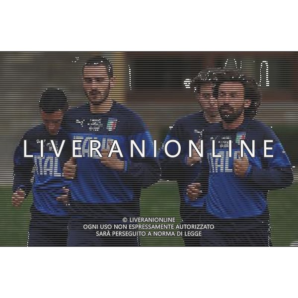Raduno Nazionale Italiana in vista dei Mondiali di Calcio FIFA 2014 in Brasile Firenze - 27.05.2014 Allenamento Nella Foto:bonucci pirlo pasqual montolivo /Ph.Vitez-Ag. Aldo Liverani