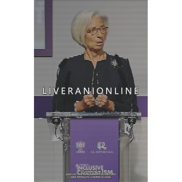Christine Lagarde, the Managing Director of the International Monetary fund, during her address to the Inclusive Capitalism Conference at the Mansion House in the City of London. ©photoshot/AGENZIA ALDO LIVERANI SAS - ITALY ONLY - Il Principe di Carlo d\'inghilterra con Lynn Forester de Rothschild e Christine Lagarde alla conferenza del capitalismo Inclusive presso la Mansion House a Londra. 