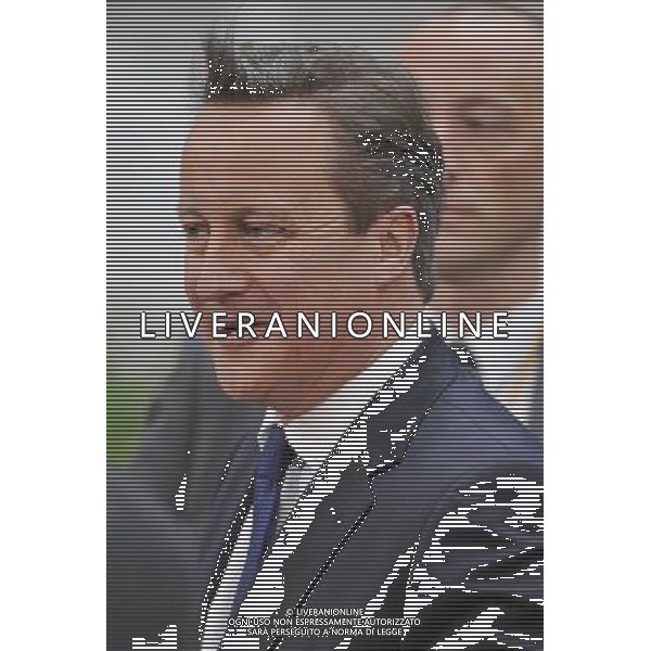 (140527) -- BRUSSELS, May 27, 2014 () -- British Prime Minister David Cameron arrives to take part in an informal EU leaders summit at the EU headquarters in Brussels, capital of Belgium, May 27, 2014. The nomination of new EU leaders after and the latest development in Ukraine following the Presidential election are the two majors topics in the meeting. (/Ye Pingfan) ©photoshot/AGENZIA ALDO LIVERANI SAS - ITALY ONLY - Vertice informale dei leader dell\'Unione Europea presso la sede a Bruxelles in Belgio, 27 maggio 2014 per discutere della nomina di nuovi leader europei dopo le elezioni e degli ultimi sviluppi in Ucraina
