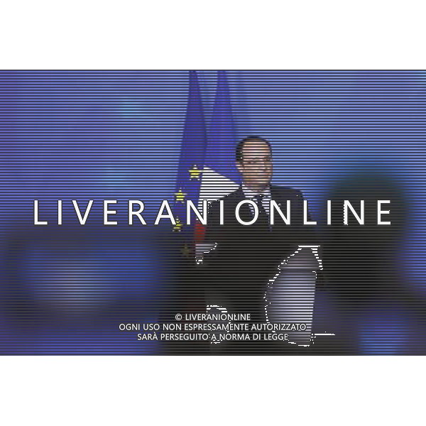 (140527) -- BRUSSELS, May 27, 2014 () -- French President Francois Hollande speaks during the press conference after the Informal Dinner of Heads of State or Government of European Union (EU) in Brussels, capital of Belgium, May 27, 2014. Leaders of the 28-member EU gathered here Tuesday for an informal dinner meeting in Brussels to evaluate the results of the European elections and the candidate of the next European Commission President. (/Zhou Lei) ©photoshot/AGENZIA ALDO LIVERANI SAS - ITALY ONLY - Vertice informale dei leader dell\'Unione Europea presso la sede a Bruxelles in Belgio, 27 maggio 2014 per discutere della nomina di nuovi leader europei dopo le elezioni e degli ultimi sviluppi in Ucraina