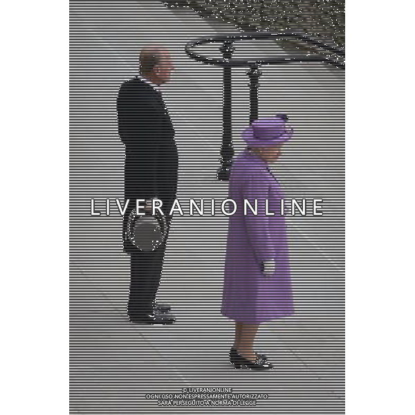 Britain\'s Prince Philip and Queen Elizabeth II arrive at the first garden party of the season in the grounds of Buckingham Palace in central London, on May 21, 2014. ©PHOTOSHOT/AGENZIA ALDO LIVERANI SAS - ITALY ONLY - EDITORIAL USE ONLY