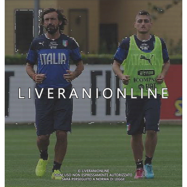 Raduno Nazionale Italiana in vista dei Mondiali di Calcio FIFA 2014 in Brasile Firenze - 30.05.2014 Allenamento Nella Foto:pirlo verratti /Ph.Vitez-Ag. Aldo Liverani