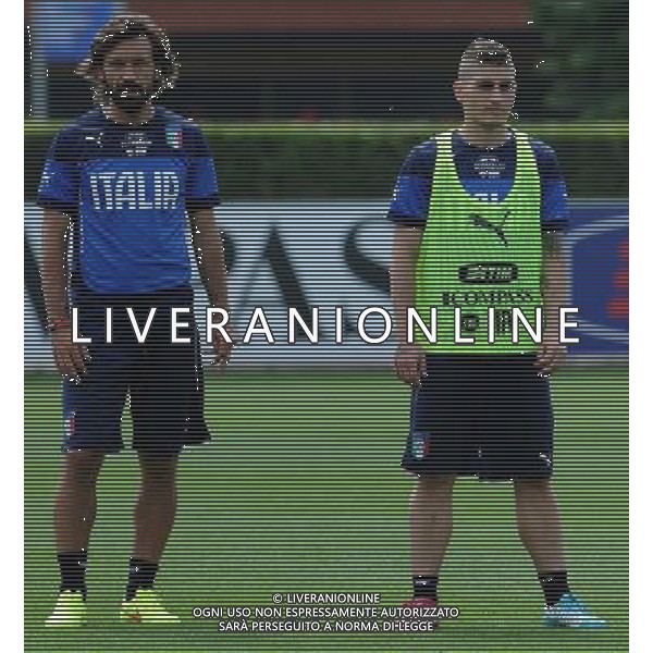 Raduno Nazionale Italiana in vista dei Mondiali di Calcio FIFA 2014 in Brasile Firenze - 30.05.2014 Allenamento Nella Foto:pirlo verratti /Ph.Vitez-Ag. Aldo Liverani