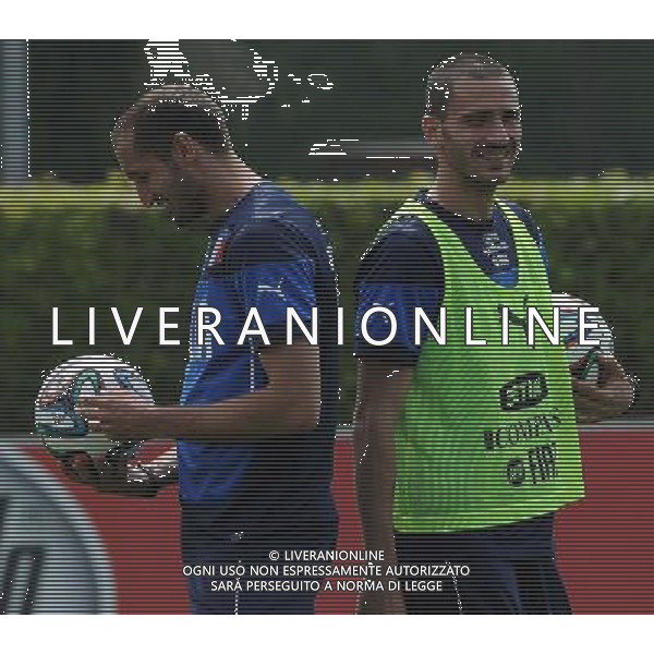 Raduno Nazionale Italiana in vista dei Mondiali di Calcio FIFA 2014 in Brasile Firenze - 30.05.2014 Allenamento Nella Foto:chiellini bonucci /Ph.Vitez-Ag. Aldo Liverani