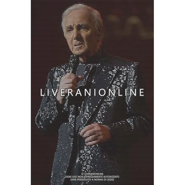 French-Armenian singer Charles Aznavour (born Shahnour Varinag Aznavourian) perfoms on his farewell tour at Royal Albert Hall, London, England, UK on Sunday 1st June 2014 in celebration of his 90th birthday. Â©PHOTOSHOT/Agenzia Aldo Liverani sas - ITALY ONLY - EDITORIAL USE ONLY