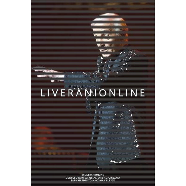 French-Armenian singer Charles Aznavour (born Shahnour Varinag Aznavourian) perfoms on his farewell tour at Royal Albert Hall, London, England, UK on Sunday 1st June 2014 in celebration of his 90th birthday. Â©PHOTOSHOT/Agenzia Aldo Liverani sas - ITALY ONLY - EDITORIAL USE ONLY