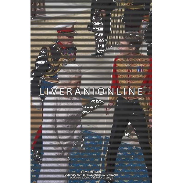 HM Queen Elizabeth II and Prince Phillip, Duke of Edinburgh attend the State Opening of Parliament that marks the commencement of a session of the Parliament of the United Kingdom. London : Arrival of HM Queen Elizabeth II and Duke of Edinburgh. AG ALDO LIVERANI SAS ONLY ITALY