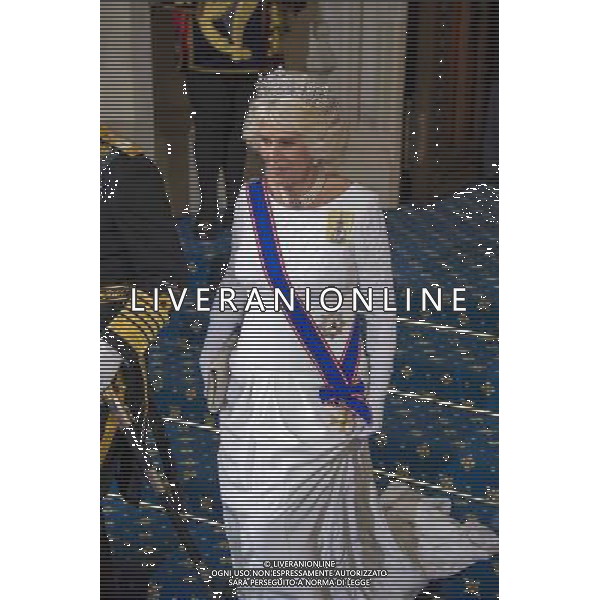 HM Queen Elizabeth II and Prince Phillip, Duke of Edinburgh attend the State Opening of Parliament that marks the commencement of a session of the Parliament of the United Kingdom. London :: Departure of Prince Charles Prince of Wales and Duchess of Cornwall from the Palace of Westminster after her the Queen\'s Speech to both Houses of Parliament. AG ALDO LIVERANI SAS ONLY ITALY