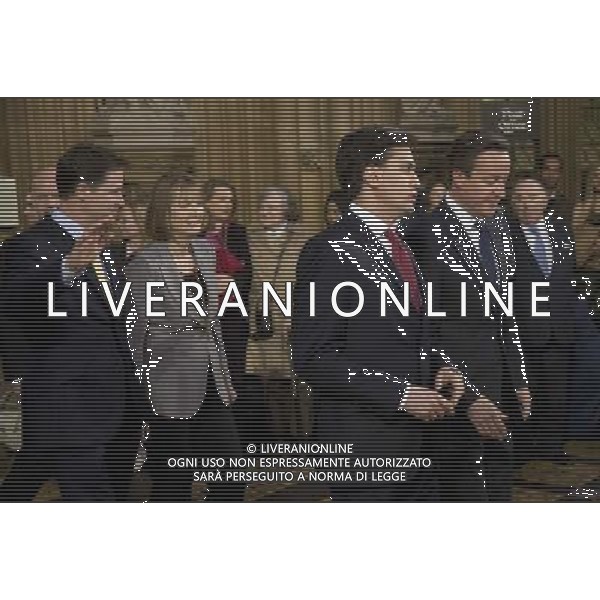  Date: 04/06/14 Pictured: Prime Minster David Cameron and Labour party leader Ed Miliband followed by Nick Clegg Caption: Mp\'s walk through the Central Lobby in the houses of Parliament in London today for the State Opening of Parliament which takes place on the first day of a new parliamentary session. The Queen makes a Speech setting out the Government\'s agenda for the year ahead. AG ALDO LIVERANI SAS ONLY ITALY
