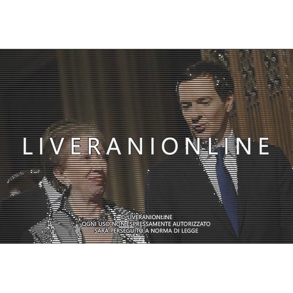 George Osborne and Margaret Beckett walk through the Members Lobby at the State Opening of Parliament, Palace of Westminster, London, UK. 04/06/2014. AG ALDO LIVERANI SAS ONLY ITALY