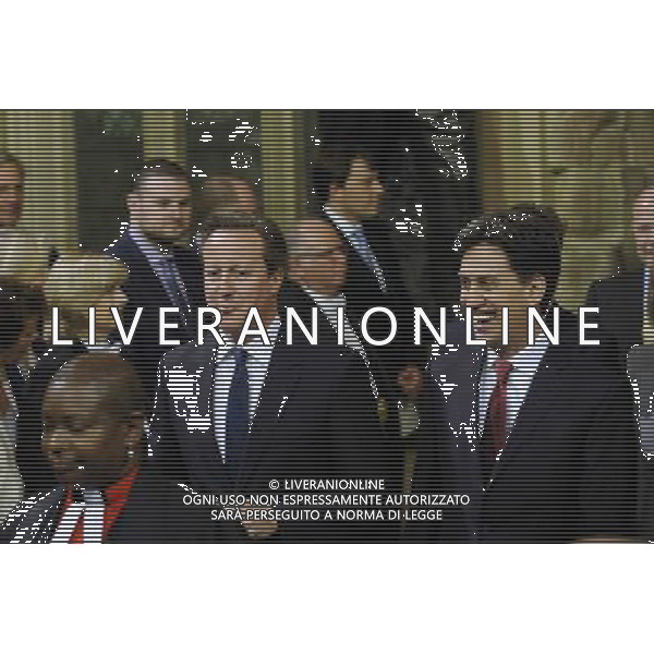 British Prime Minister David Cameron and Leader of the Labour Party and Opposition Ed Miliband walk through the Members Lobby at the State Opening of Parliament, Palace of Westminster, London, UK. 04/06/2014. AG ALDO LIVERANI SAS ONLY ITALY