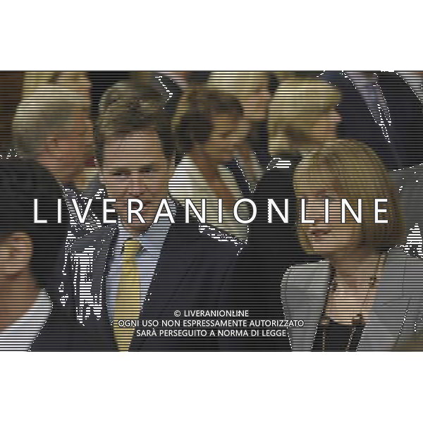 Nick Clegg and Harriet Harman walk through the Members Lobby at the State Opening of Parliament, Palace of Westminster, London, UK. 04/06/2014. AG ALDO LIVERANI SAS ONLY ITALY