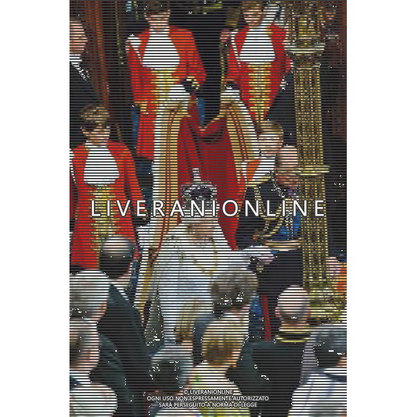 04/06/2014 Queen Elizabeth II and Prince Philip Duke of Edinburgh State Opening Of Parliament 2014 at Westminster Abbey in London AG ALDO LIVERANI SAS ONLY ITALY