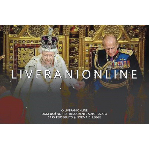 04/06/2014 Queen Elizabeth II and Prince Philip Duke of Edinburgh State Opening Of Parliament 2014 at Westminster Abbey in London AG ALDO LIVERANI SAS ONLY ITALY