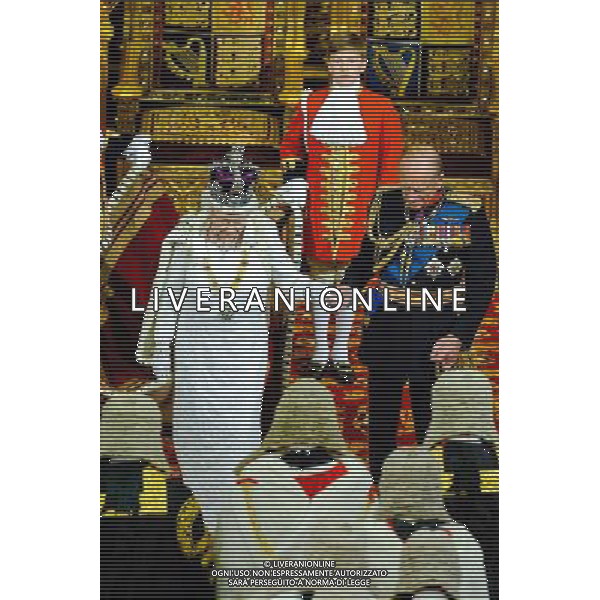 04/06/2014 Queen Elizabeth II and Prince Philip Duke of Edinburgh State Opening Of Parliament 2014 at Westminster Abbey in London AG ALDO LIVERANI SAS ONLY ITALY