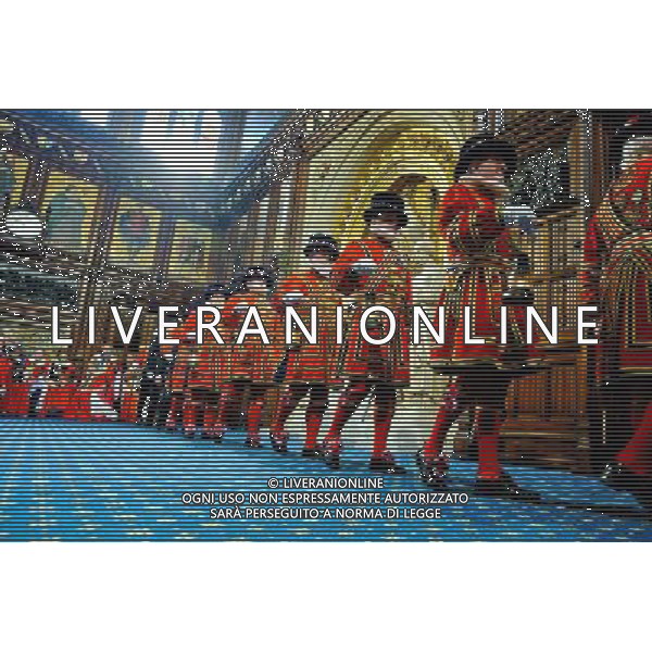 04/06/2014 Yeomen of the Guard prepare to conduct a ceremonial search before the State Opening Of Parliament 2014 at Westminster Abbey in London AG ALDO LIVERANI SAS ONLY ITALY