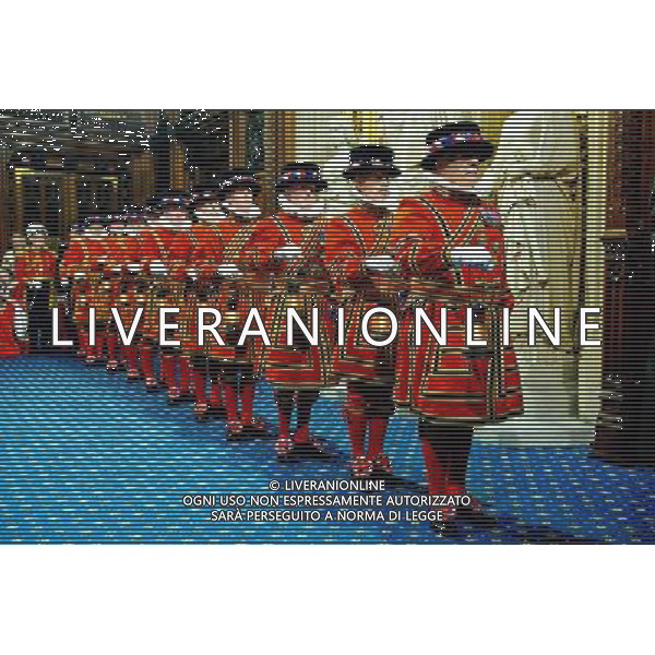 04/06/2014 Yeomen of the Guard prepare to conduct a ceremonial search before the State Opening Of Parliament 2014 at Westminster Abbey in London AG ALDO LIVERANI SAS ONLY ITALY