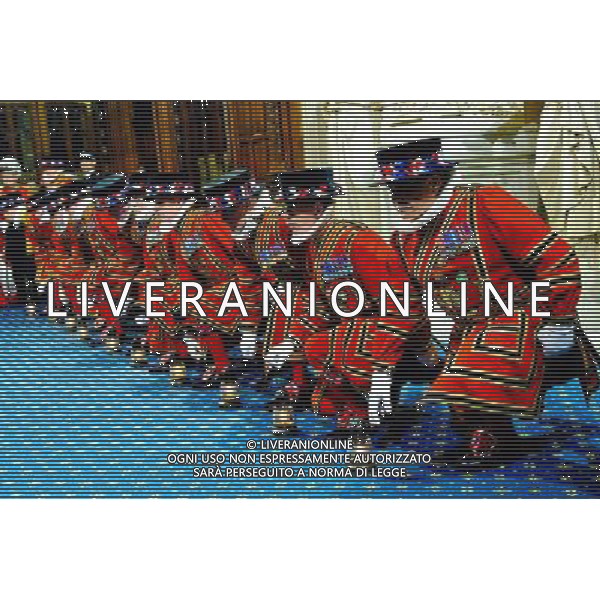 04/06/2014 Yeomen of the Guard prepare to conduct a ceremonial search before the State Opening Of Parliament 2014 at Westminster Abbey in London AG ALDO LIVERANI SAS ONLY ITALY