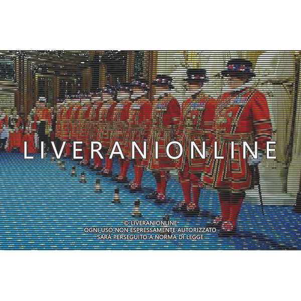 04/06/2014 Yeomen of the Guard prepare to conduct a ceremonial search before the State Opening Of Parliament 2014 at Westminster Abbey in London AG ALDO LIVERANI SAS ONLY ITALY