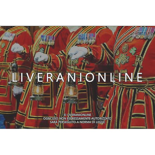 04/06/2014 Yeomen of the Guard prepare to conduct a ceremonial search before the State Opening Of Parliament 2014 at Westminster Abbey in London AG ALDO LIVERANI SAS ONLY ITALY
