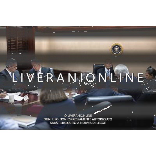 President Barack Obama and Vice President Joe Biden hold a National Security Council meeting to discuss Middle East peace negotiations, in the Situation Room of the White House, Feb. 27, 2014. ©photoshot/Agenzia Aldo Liverani sas - ITALY ONLY - Il Presidente americano Barack Obama