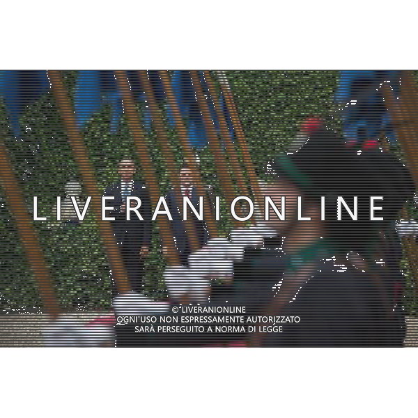 President Barack Obama and Italian Prime Minister Matteo Renzi stand in front of the honor guard as the U.S. national anthem is played during an arrival ceremony at Villa Madama in Rome, Italy, March 27, 2014. ©photoshot/Agenzia Aldo Liverani sas - ITALY ONLY - Il Presidente americano Barack Obama