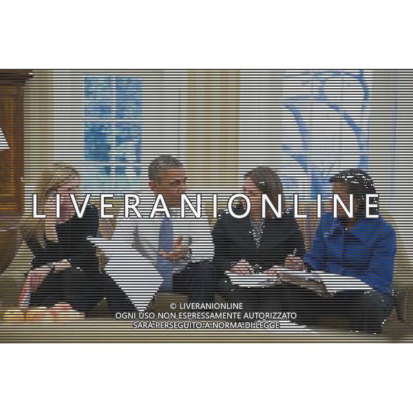 President Barack Obama meets with, from left: Kathryn Ruemmler, Counsel to the President; Lisa Monaco, Assistant to the President for Homeland Security and Counterterrorism; and National Security Advisor Susan E. Rice in the Oval Office, Jan. 7, 2014. ©PHOTOSHOT/Agenzia Aldo Liverani sas - ITALY ONLY - EDITORIAL USE ONLY - Il Presidente americano Barack Obama