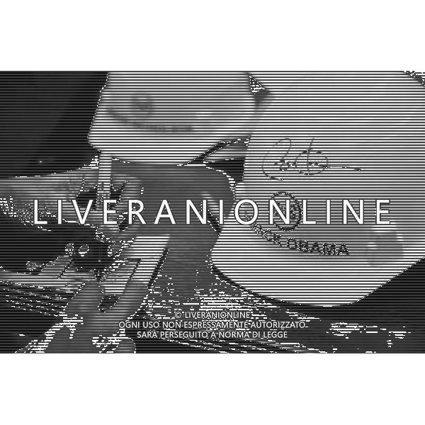 President Barack Obama signs hard hats and other items after delivering remarks at the United States Steel Corporation Irvin Plant in West Mifflin, Penn., Jan. 29, 2014. ©PHOTOSHOT/Agenzia Aldo Liverani sas - ITALY ONLY - EDITORIAL USE ONLY - Il Presidente americano Barack Obama