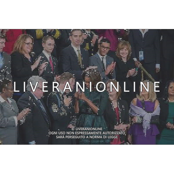 First Lady Michelle Obama greets U.S. Army Ranger Sergeant First Class Cory Remsburg as she arrives for President Barack Obama\'s State of the Union address at the U.S. Capitol in Washington, D.C., Jan. 28, 2014. (Official White House Photo by Chuck Kennedy) ©PHOTOSHOT/Agenzia Aldo Liverani sas - ITALY ONLY - EDITORIAL USE ONLY - Il Presidente americano Barack Obama