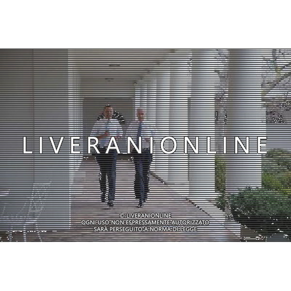 President Barack Obama and Vice President Joe Biden participate in a \'Let\'s Move!\' video taping on the Colonnade of the White House, Feb. 21, 2014. ©PHOTOSHOT/Agenzia Aldo Liverani sas - ITALY ONLY - EDITORIAL USE ONLY - Il Presidente americano Barack Obama