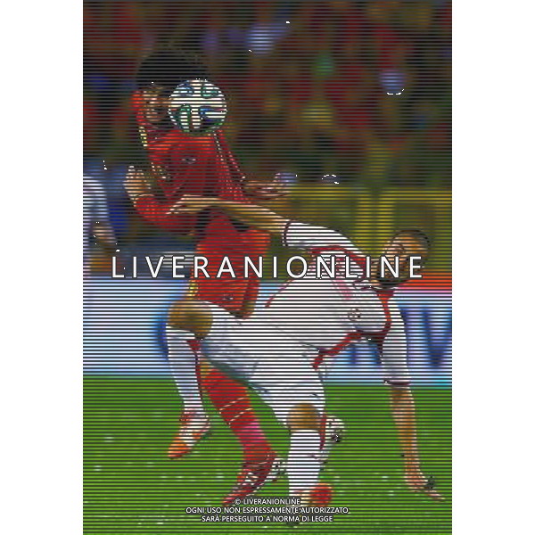 (140608) -- BRUSSELS, June 8, 2014 () -- Belgium\'s Marouane Fellaini (L) vies with Tunisia\'s Houcine Nater during a friendly soccer match in Brussels, on June 7, 2014. Belgium won 1-0. (/Gong Bing) (hy) ©PHOTOSHOT/Agenzia Aldo Liverani sas - ITALY ONLY - EDITORIAL USE ONLY - BELGIO VS TUNISIA partita di calcio amichevole a Bruxelles, 7 giugno 2014. Il Belgio ha vinto per 1-0
