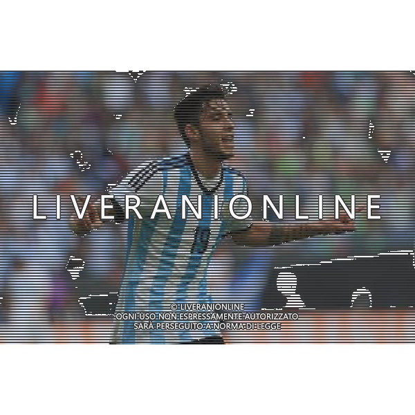 (140608) -- LA PLATA, June 8, 2014 () -- Argentina\'s Ricardo Alvarez celebrates after scoring during the friendly match against Slovenia prior to the FIFA World Cup at Ciudad de La Plata Stadium, in La Plata, Argentina, on June 7, 2014. (/Victor Carreira/TELAM) (vf) (fnc) ©PHOTOSHOT/Agenzia Aldo Liverani sas - ITALY ONLY - EDITORIAL USE ONLY - ARGENTINA vs SLOVENIA partita amichevole prima Coppa del Mondo FIFA a Ciudad de la Plata Stadium, a La Plata, in Argentina, il 7 giugno 2014