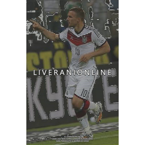 Benefizspiel, Deutschland vs. Armenien, 06.06.14 Lukas Podolski (Deutschland) jubelt nach seinem Tor International Friendly match between Germany and Armenia at Coface Arena on June 6, 2014 in Mainz, Germany. ©PHOTOSHOT/Agenzia Aldo Liverani sas - ITALY ONLY - EDITORIAL USE ONLY - Germania vs Armenia partita amichevole in preparazione della Coppa del Mondo FIFA Brasile 2014 Coface Arena di Magonza, in Germania 06 giugno 2014