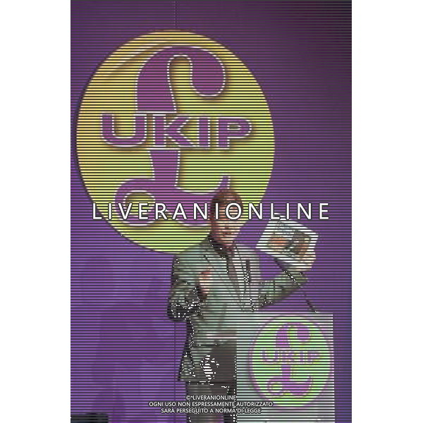 Eastbourne, UK, 07/06/2014 : UKIP South East Conference. South East Campaign manager Rob Burberry addresses the 3rd annual UKIP South East Conference at The Winter Garden. Previously the event was held in Frimley but has moved to a new venue in Eastbourne due to growing numbers. In the first year it was held, 450 members attended the conference, last year the figure was 750. This year over 1000 members are expected.. ©PHOTOSHOT/Agenzia Aldo Liverani sas - ITALY ONLY - EDITORIAL USE ONLY - Terza conferenza annuale dell\'UKIP South East presso il Winter Garden.