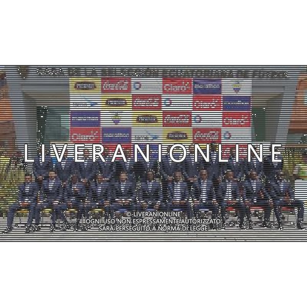 (140609) -- QUITO, June 9 , 2014 () -- Players of Ecuador\'s national soccer team pose for the official photo, at the team\'s headquarters, in Quito, capital of Ecuador, on June 8, 2014. On June 15, Ecuador will play its first match of the FIFA World Cup Brazil 2014. (/Str) (ce) AG ALDOL IVERANI SAS ONLY ITALY