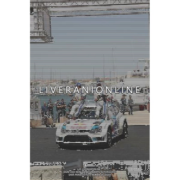 Sebastien Ogier/Julien Ingrassia (Volkswagen Motorsport/Polo R WRC) on the Podium with Champagne // during the FIA Rally Italia Sardegna at the in Alghero, Italy on 2014/06/08. EXPA Pictures © 2014, PhotoCredit: EXPA/ Eibner-Pressefoto/ Bermel *****ATTENTION - OUT of GER***** AG ALDO LIVERANI SAS ONLY ITALY