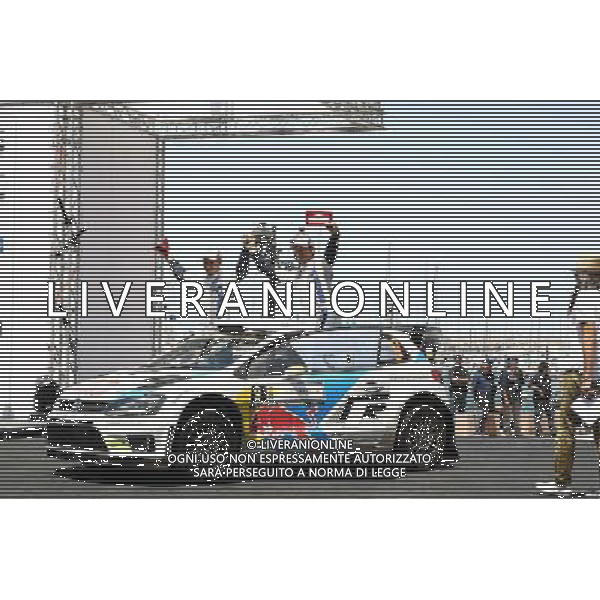Andreas Mikkelsen/Ola Floene (Volkswagen Motorsport II/Polo R WRC) on the Podium // during the FIA Rally Italia Sardegna at the in Alghero, Italy on 2014/06/08. EXPA Pictures © 2014, PhotoCredit: EXPA/ Eibner-Pressefoto/ Bermel *****ATTENTION - OUT of GER***** AG ALDO LIVERANI SAS ONLY ITALY