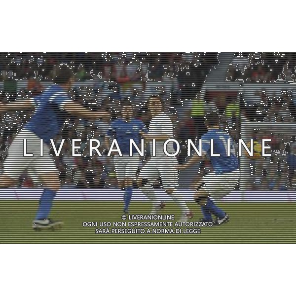 Soccer Aid at Old Trafford Football Club Manchester on 8th June 2014. Mark Owen. ©PHOTOSHOT/Agenzia Aldo Liverani sas - ITALY ONLY - EDITORIAL USE ONLY - Partita di beneficenza tra l\'Inghilterra e Resto del Mondo con le stelle mondiali del calcio e dello spettacolo all\'Old Trafford, stadio del Manchester United, 8 giugno 2014