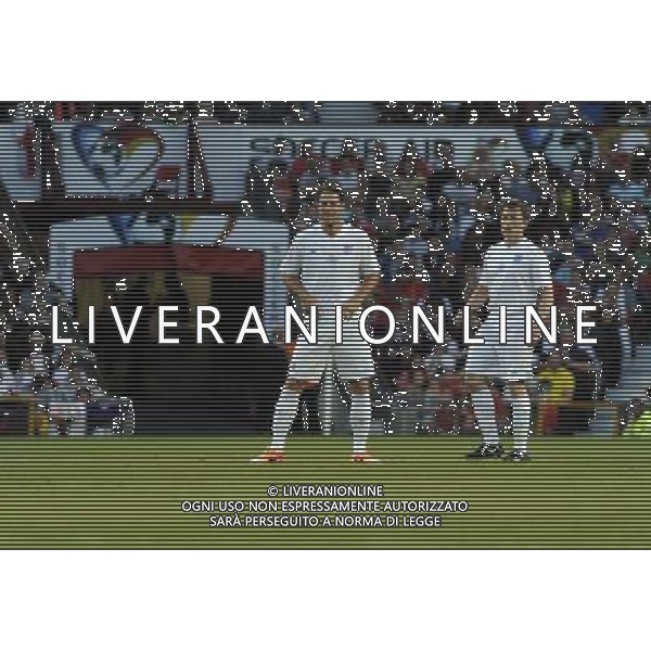 Soccer Aid at Old Trafford Football Club Manchester on 8th June 2014. Jamie Redknapp, Ben Shephard. ©PHOTOSHOT/Agenzia Aldo Liverani sas - ITALY ONLY - EDITORIAL USE ONLY - Partita di beneficenza tra l\'Inghilterra e Resto del Mondo con le stelle mondiali del calcio e dello spettacolo all\'Old Trafford, stadio del Manchester United, 8 giugno 2014