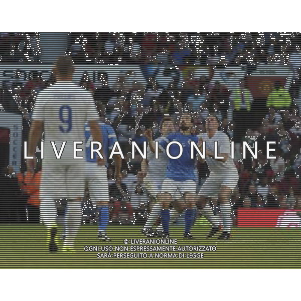 Soccer Aid at Old Trafford Football Club Manchester on 8th June 2014. Ben Shephard, Santiago Cabrera and Jamie Carragher. ©PHOTOSHOT/Agenzia Aldo Liverani sas - ITALY ONLY - EDITORIAL USE ONLY - Partita di beneficenza tra l\'Inghilterra e Resto del Mondo con le stelle mondiali del calcio e dello spettacolo all\'Old Trafford, stadio del Manchester United, 8 giugno 2014