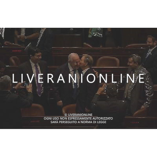(140610) -- JERUSALEM, June 10, 2014 () -- Reuven Rivlin (center, L) is greeted after casting his ballots at the Knesset (Israeli parliament) in Jerusalem, on June 10, 2014. Former Israeli parliamentary speaker Reuven Rivlin was elected as Israel\'s new president Tuesday in a runoff vote by the Israeli Knesset (parliament). (/Li Rui)(cy) ©PHOTOSHOT/Agenzia Aldo Liverani sas - ITALY ONLY - EDITORIAL USE ONLY