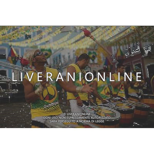 (140611) -- SALVADOR, June 11, 2014 () -- Brazilian men play with drum in a street in the Pelourihno neighborhood in Salvador, Brazil, on June 11, 2014. The 2014 FIFA World Cup will be held in Brazil from June 12 to July 13.(/Jhon Paz) (rh) AG ALDO LIVERANI SAS ONLY ITALY